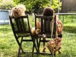 two girls on chair